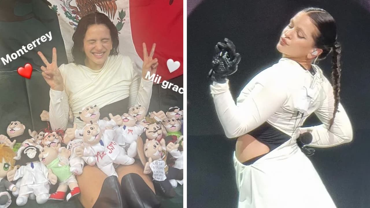 "No me caben en los brazos": Rosalía recibe tantos muñecos en México que apenas puede cargarlos