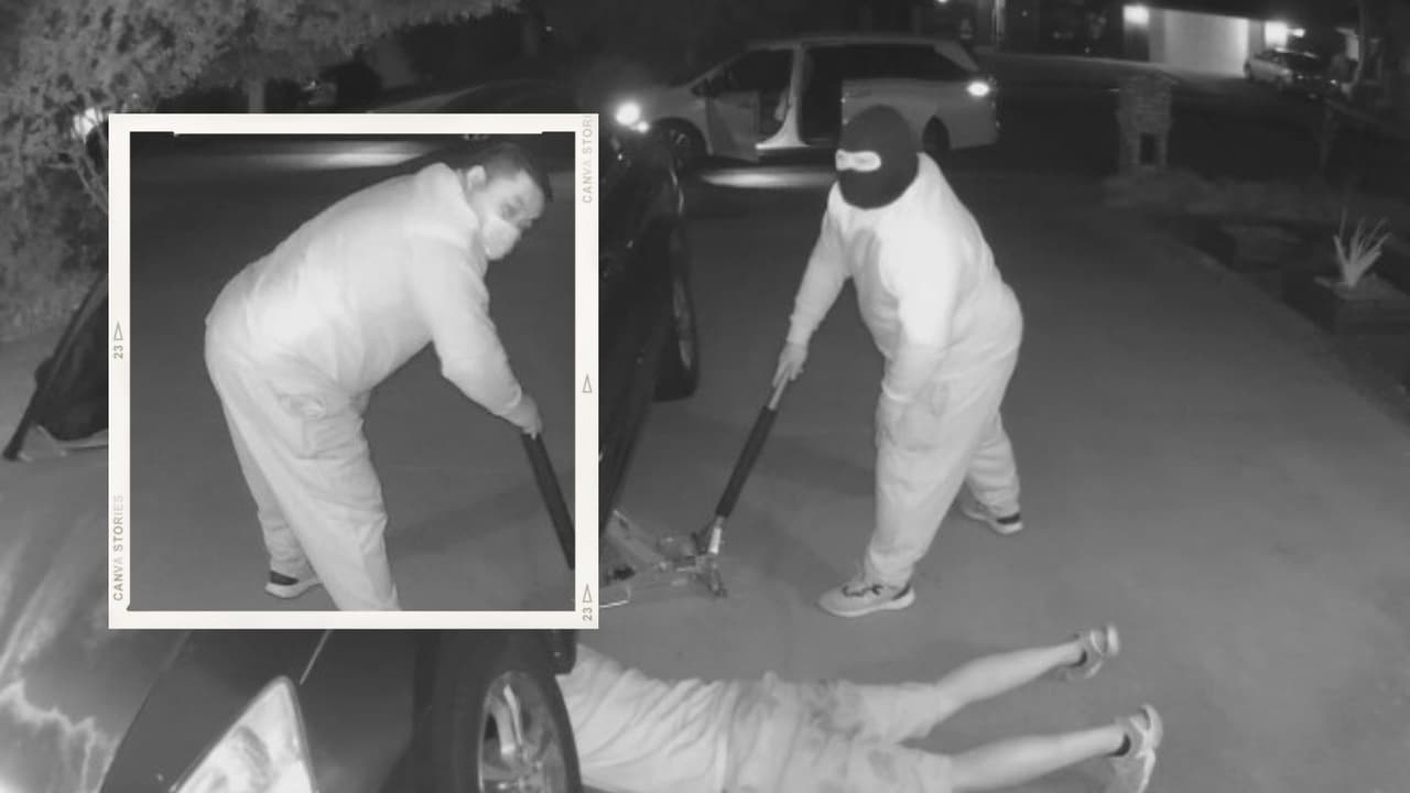¿Los reconoces? Policía de Fresno busca a dos hombres que robaron un convertidor catalítico con la ayuda de una sierra