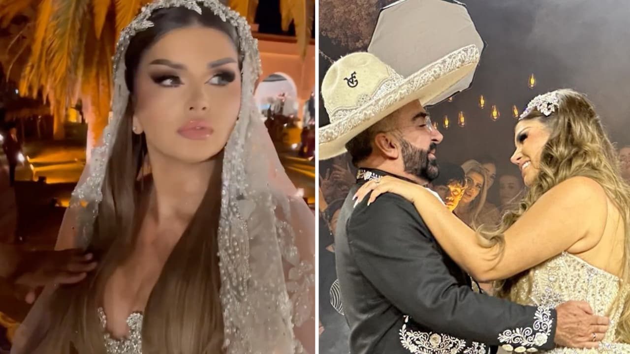 Así fue la boda de Vicente Fernández Jr. y Mariana González: la novia casi se cae rumbo al altar