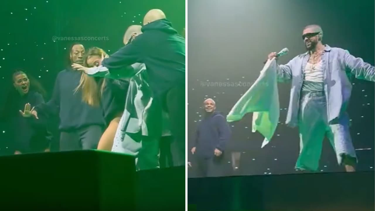 Captan curioso momento entre Bad Bunny y una de sus bailarinas durante concierto en San Juan, Puerto Rico