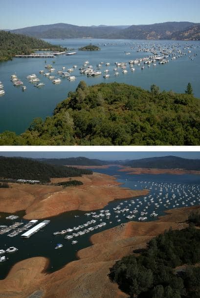 Comparativa de otro de los embalses de California.