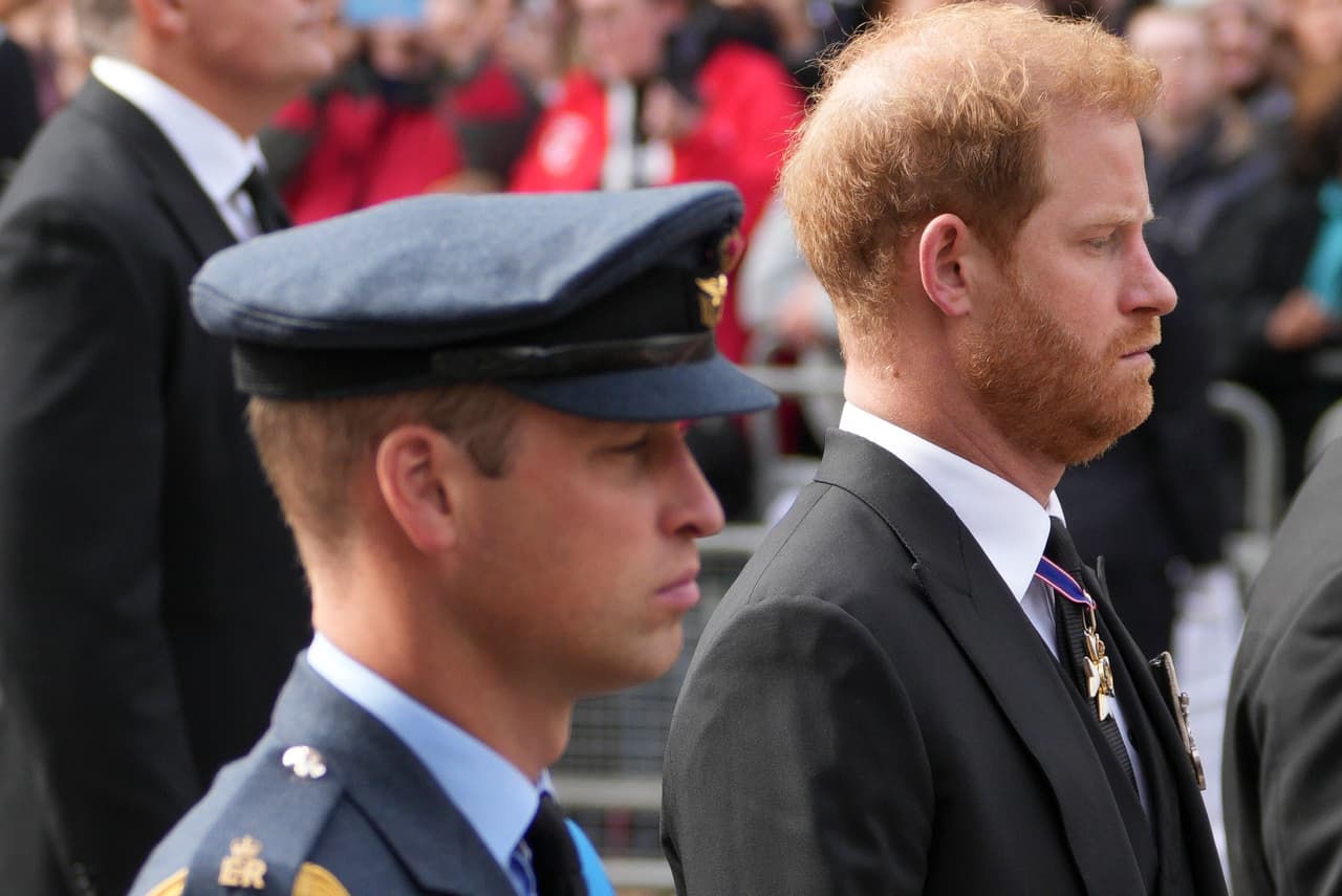 El duque de Sussex parece haber dejado de lado la supuesta 
<b><a href="https://www.univision.com/famosos/principes-harry-y-william-ruptura-nueva-teoria" target="_blank">enemistad con su hermano, el príncipe William</a></b>, y caminó junto a él detrás del ataúd de la reina.