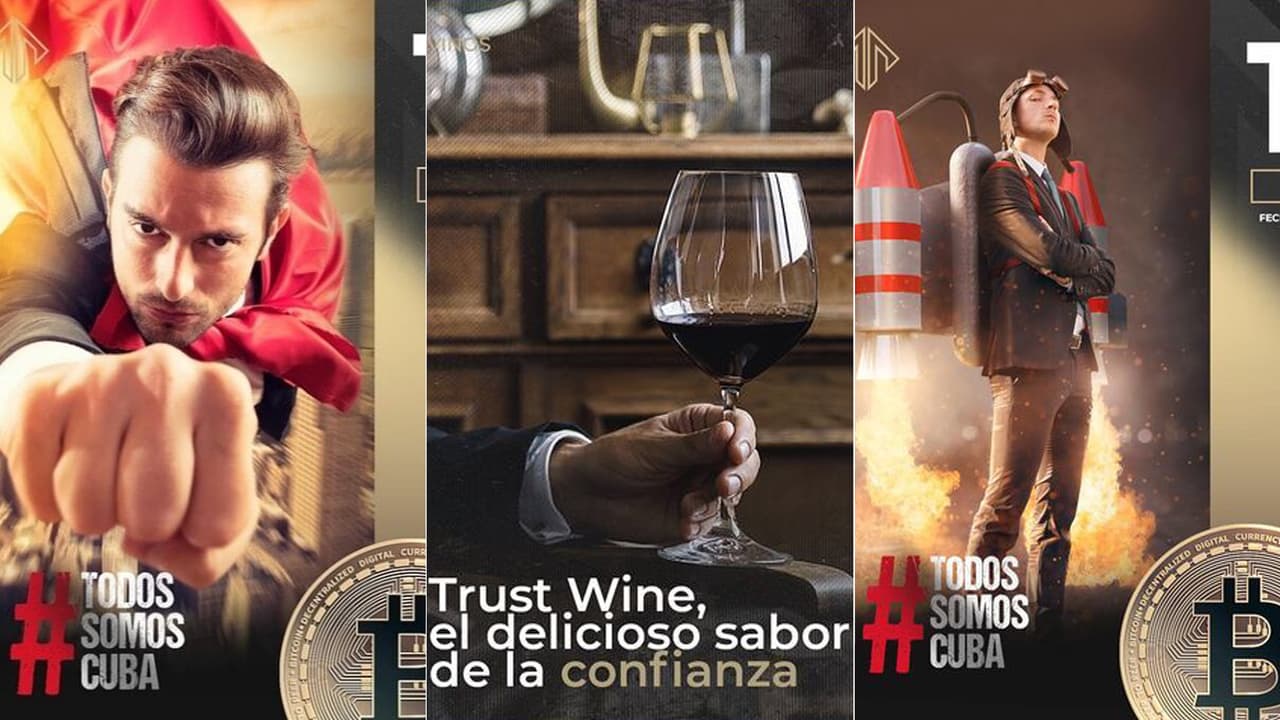 Trust Investing promueve su marca en las redes sociales con imágenes agresivas de éxito financiero. Se ha diversificado de las criptomonedas al vino, los viajes y la música.