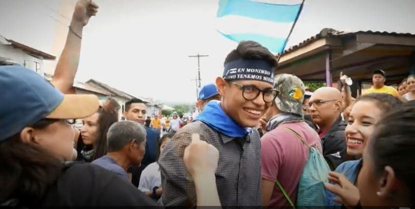 Lesther Aleman, 20, at a student protest in Managua, Nicaragua.