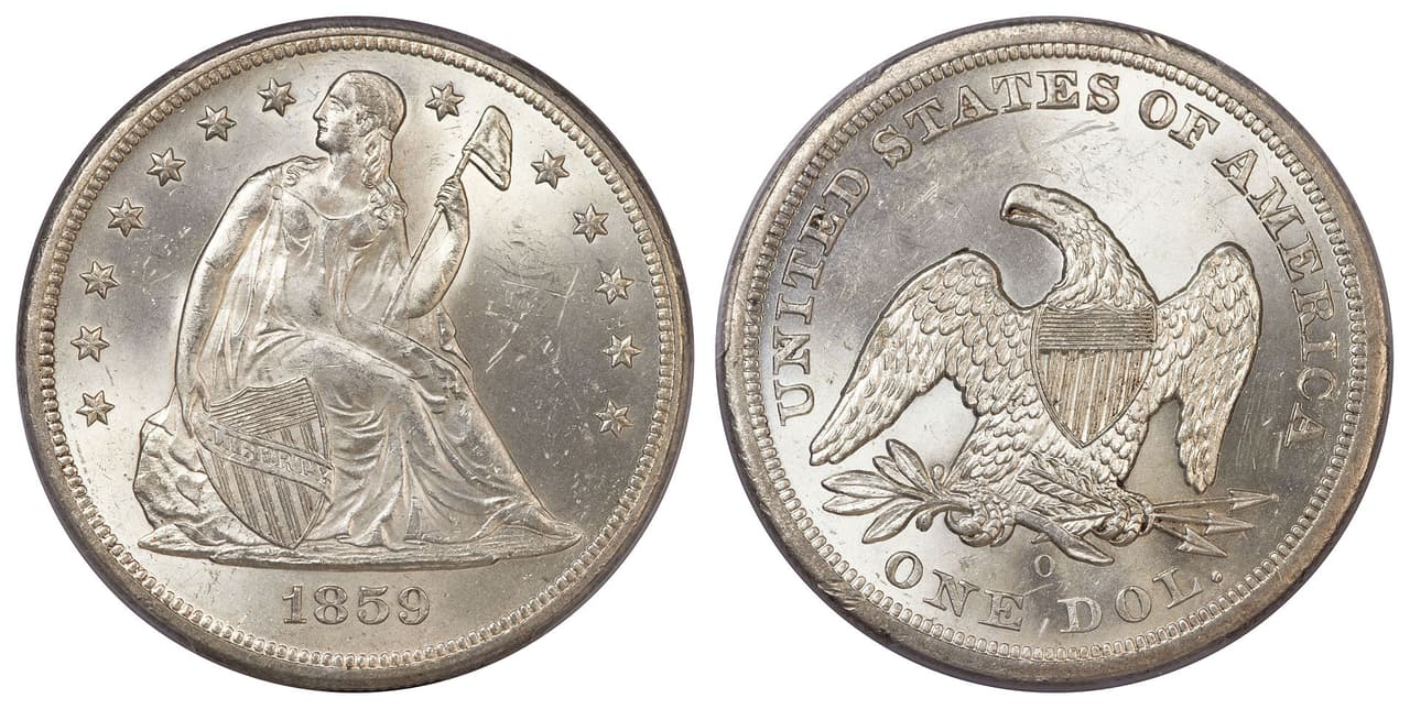 La moneda de un dólar de Seated Liberty fue acuñada por la Casa de la Moneda de los Estados Unidos de 1840 a 1873 y diseñada por Christian Gobrecht. Fue la última moneda de plata de esa denominación.