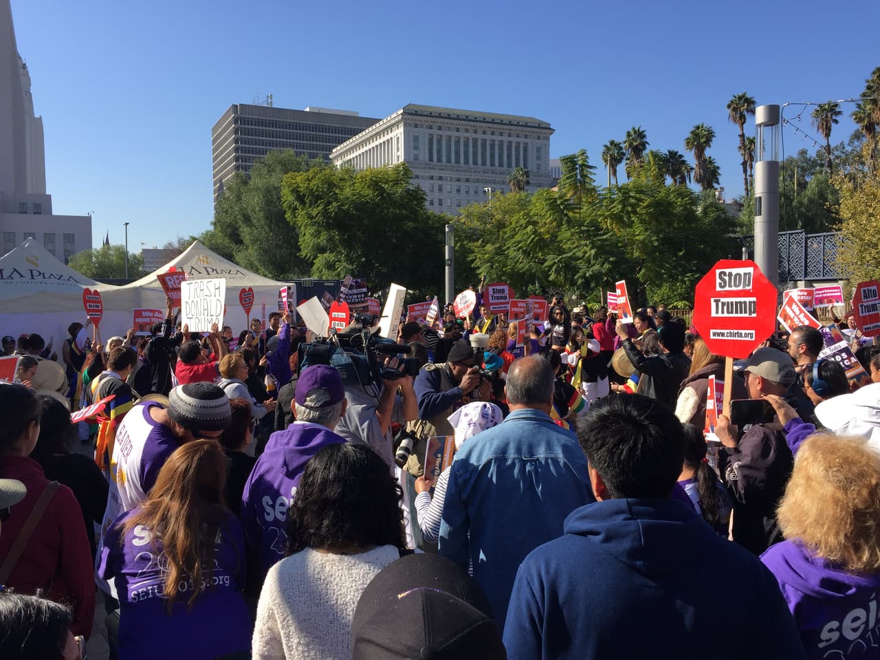 <b>Los Ángeles, California. </b>La movilización en la ciudad fue masiva.