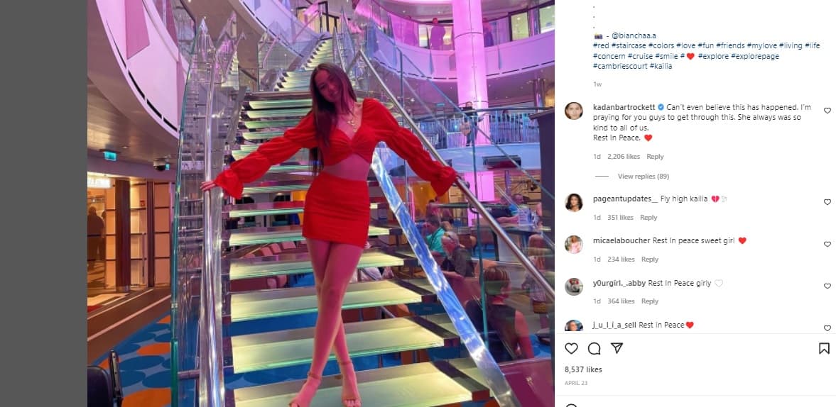 Este fue el último post que Kailia Posey publicó en su cuenta de Instagram el 23 de abril. "Nada que te incumba", escribió en la fotoleyenda.