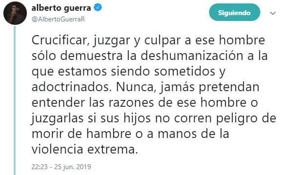 Pidió no juzgar la decisión del hombre salvadoreño, pues nadie puede entender sus razones si no han pasado por una situación similar a la de él y su familia.