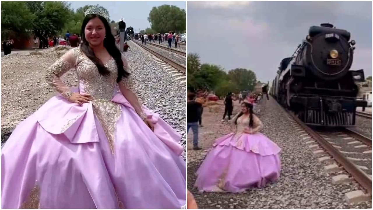 Quinceañera 'persigue' una locomotora de vapor para tomarse una inolvidable sesión de fotos