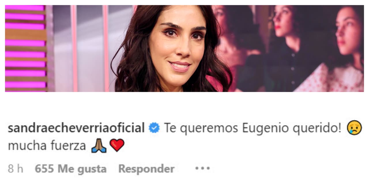 Sandra Echeverría, quien forma parte del elenco de 
<b><a href="https://vix.com/es-es/detail/series-3788?utm_medium=internal_referral&utm_source=univision&utm_campaign=breaking_news&utm_content=ed_entertainment&utm_term=slideshow" target="_blank">María Félix: La Doña, que puedes ver a través de ViX+,</a></b> no pudo ocultar su tristeza al saber la noticia: "¡Te queremos, Eugenio querido!".