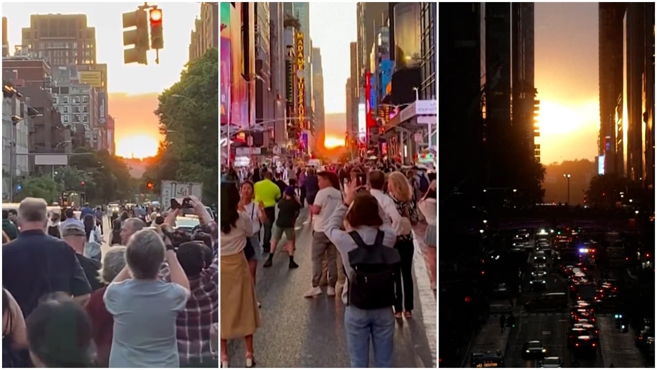 Los neoyorquinos disfrutan del Manhattanhenge: el atardecer más espectacular de Nueva York