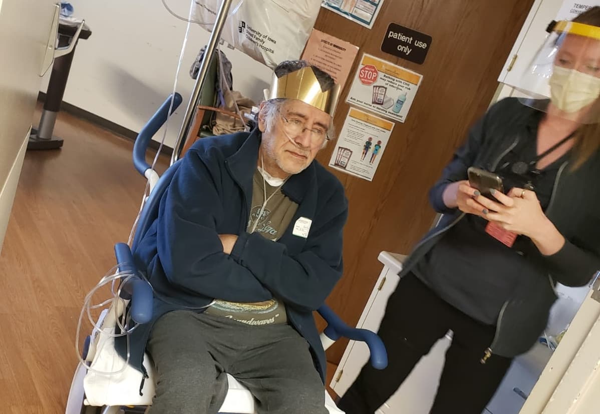 Salvador Ortega, 62, waiting to leave Iowa University Hospital after 47 days of treatment for covid-19, May 29, 2020.