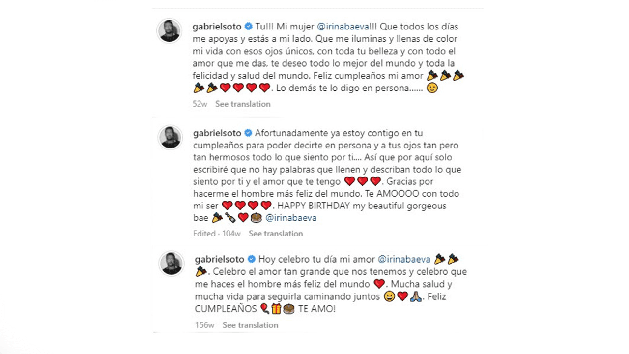 Esto causó relevancia, pues en años anteriores el actor había sido mucho más efusivo con su novia. Por ejemplo, en 2021 así la felicitó: "¡Tú! ¡Mi mujer Irina Baeva! Que todos los días me apoyas y estás a mi lado. Que me iluminas y llenas de color mi vida con esos ojos únicos, con toda tu belleza y con todo el amor que me das. Te deseo todo lo mejor del mundo y toda la felicidad y salud del mundo. 
<b>Feliz cumpleaños, mi amor.</b> Lo demás te lo digo en persona", escribió el actor.
<br>