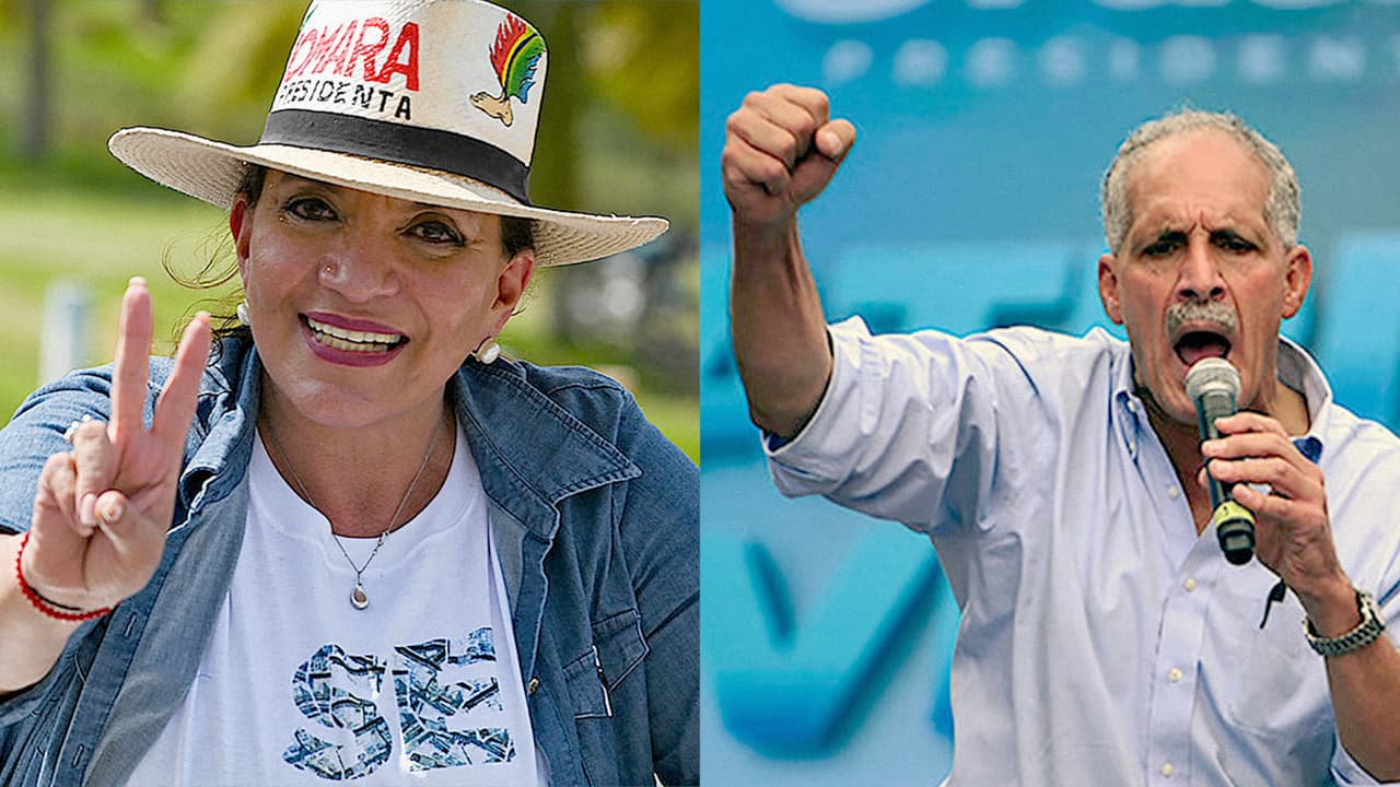Honduran election candidates Xiomara Castro and Nasry Asfura.