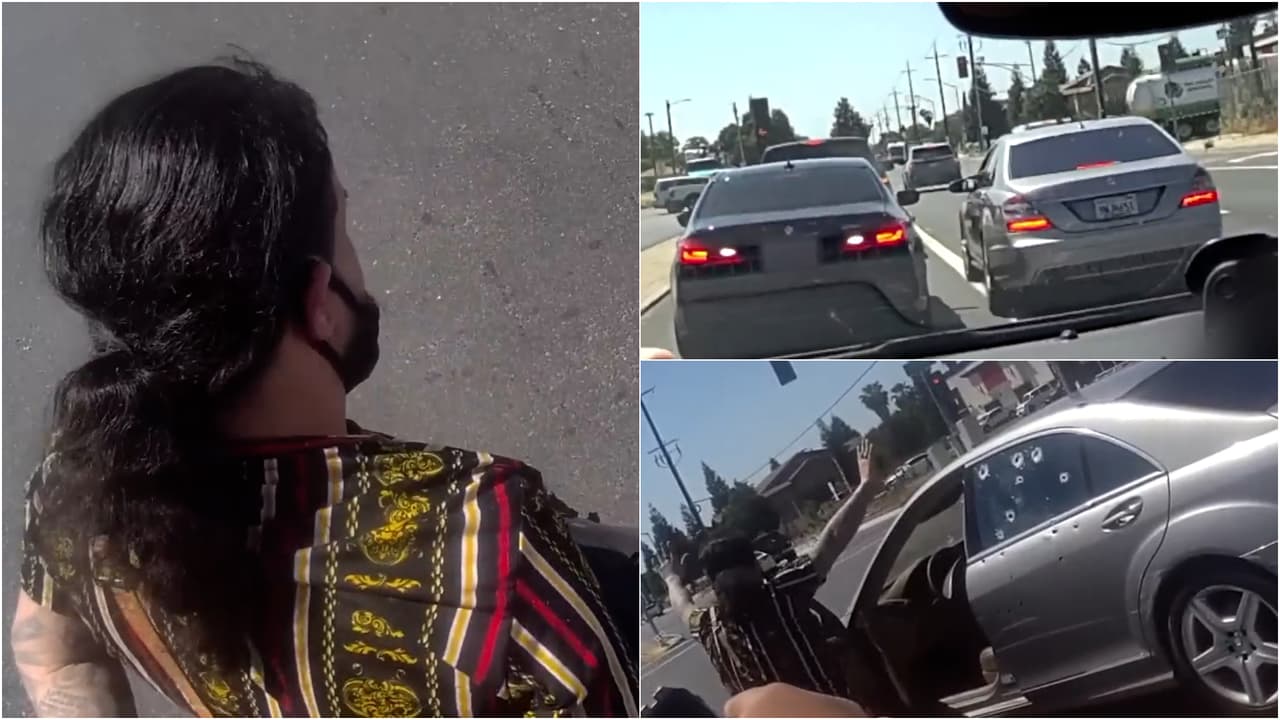 Oficial vacía su arma contra el auto de un sospechoso de violencia doméstica