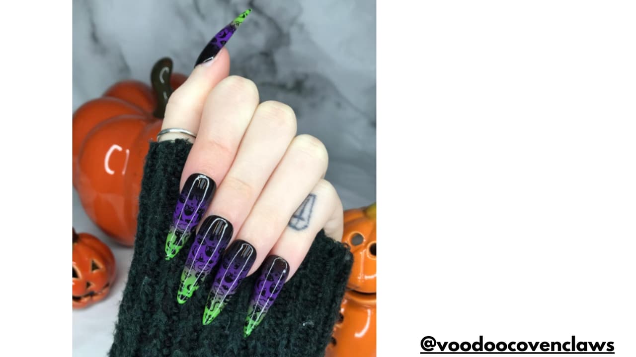 Diseño de uñas para Halloween de la oscuridad de la noche