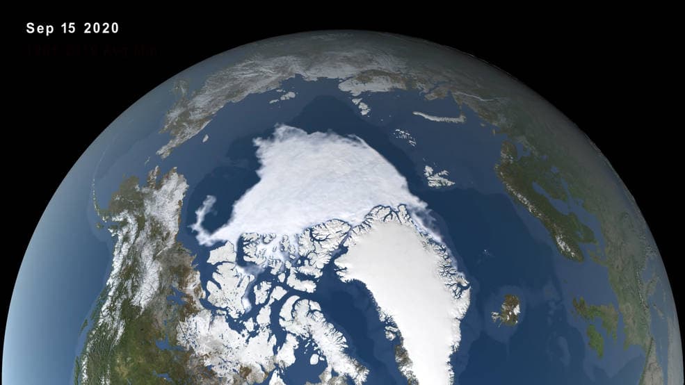 Durante 2020 se registró la extensión mínima del Océano Ártico con 1.44 millones de millas cuadradas (unos 3.74 millones de kilómetros cuadrados), 
<a href="https://www.nasa.gov/feature/goddard/2020/2020-arctic-sea-ice-minimum-at-second-lowest-on-record" target="_blank">la segunda extensión más baja</a> desde que comenzaron los registros modernos en la década de los 70.
<br>
<br>“El año 2020 será un signo de exclamación sobre la tendencia a la baja en la extensión del hielo marino del Ártico. Nos dirigimos hacia un océano Ártico estacionalmente libre de hielo, y este año es otro clavo en el ataúd", dijo en septiembre pasado Mark Serreze, director de NSIDC.
<br>
<br>
<br>
<br>
<br>
<br>