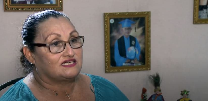 Lesbia Alfaro, the mother of Lesther Aleman during an interview with Univision.