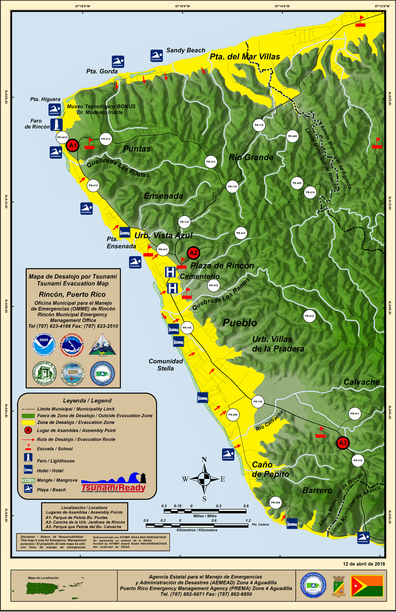 Mapa de desalojo de Rincón