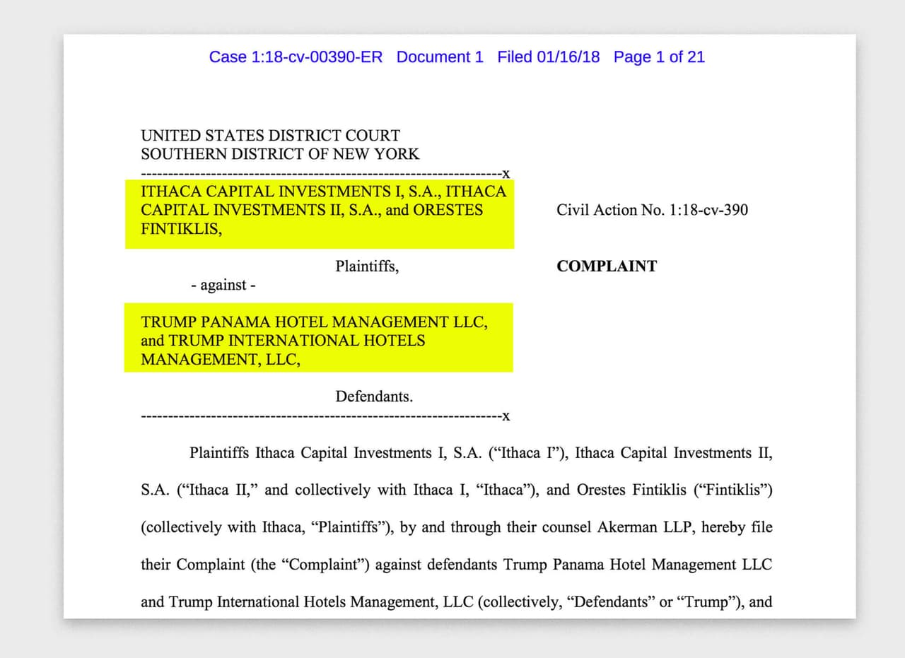 Ithaca Capital Investment, the company that owns 200 units in Trump Ocean Club, filed a lawsuit against the Trump Organization in New York citing “horrific mismanagement”