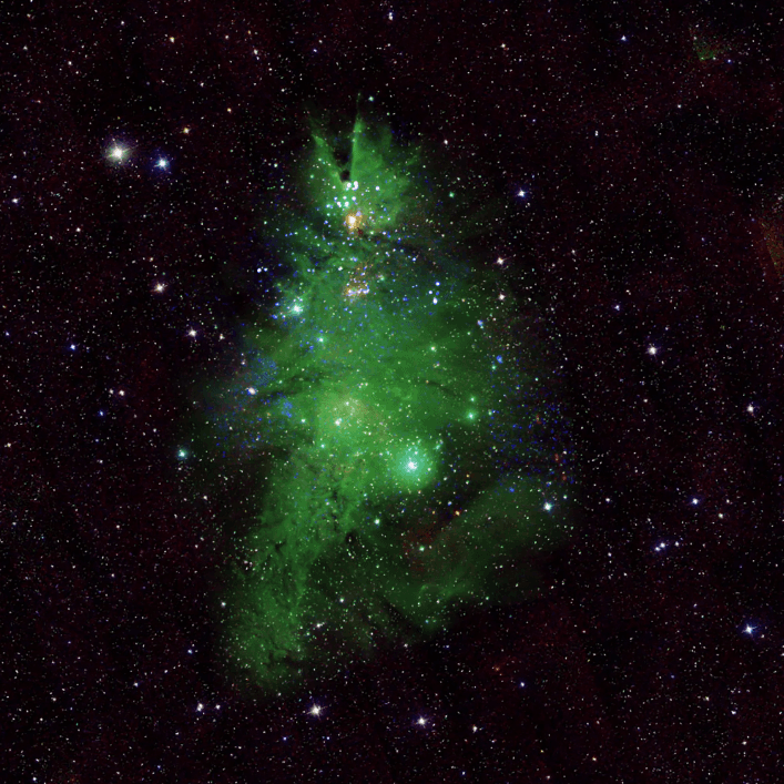 Así captó la NASA al sorprendente 'árbol de Navidad' lleno de 'luces blancas y azules' que 'adorna' el espacio