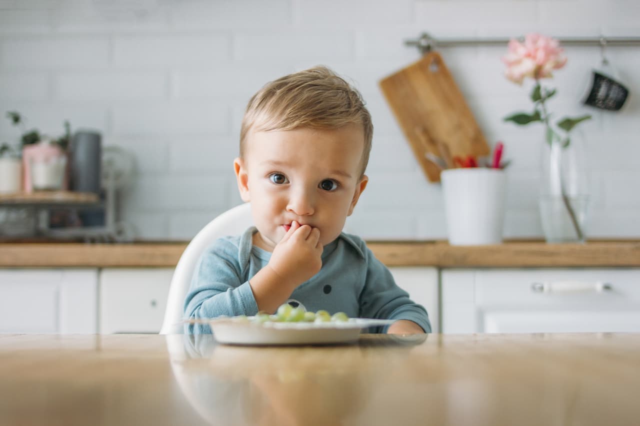 Entre los alimentos peligrosos para los niños en esta edad están las uvas y el maíz entero, los tomates cherry sin cortar, las frutas secas, el queso que se derrite, las salchichas o grandes trozos de carne.