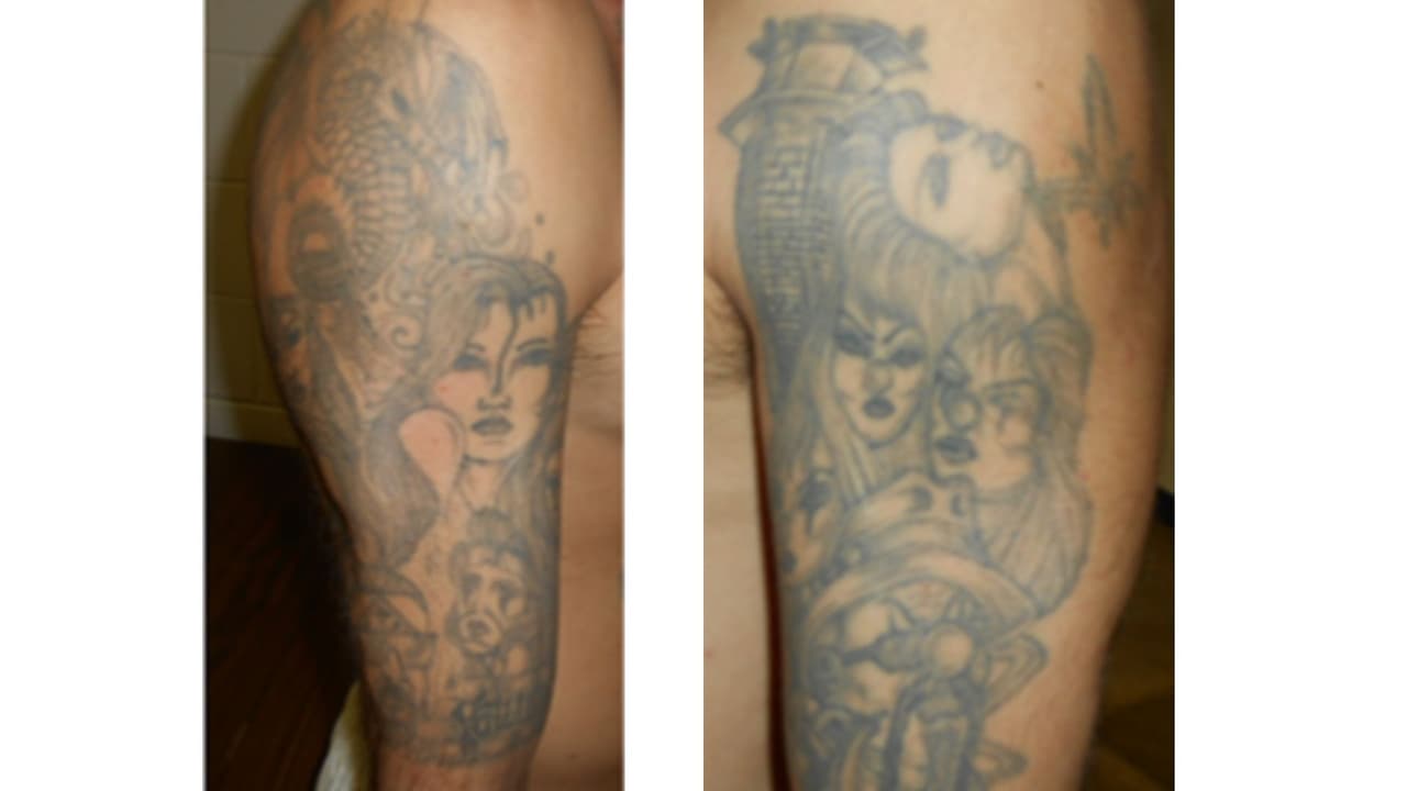 En sus brazos Gonzalo López también tenía tatuajes con rostros de unas cinco mujeres entre torres y dragones.