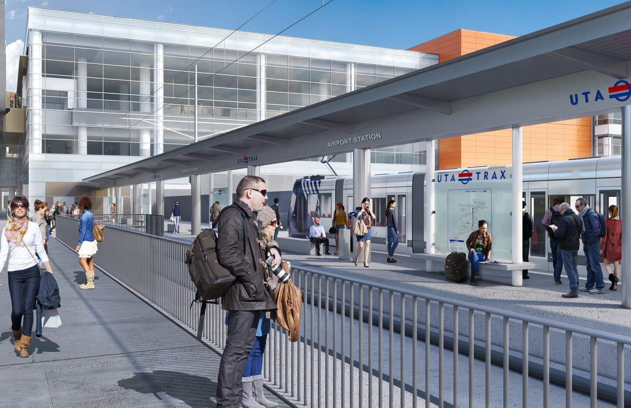 El nuevo aeropuerto cuenta con una estación del tren de transporte urbano Trax de Salt Lake City.
