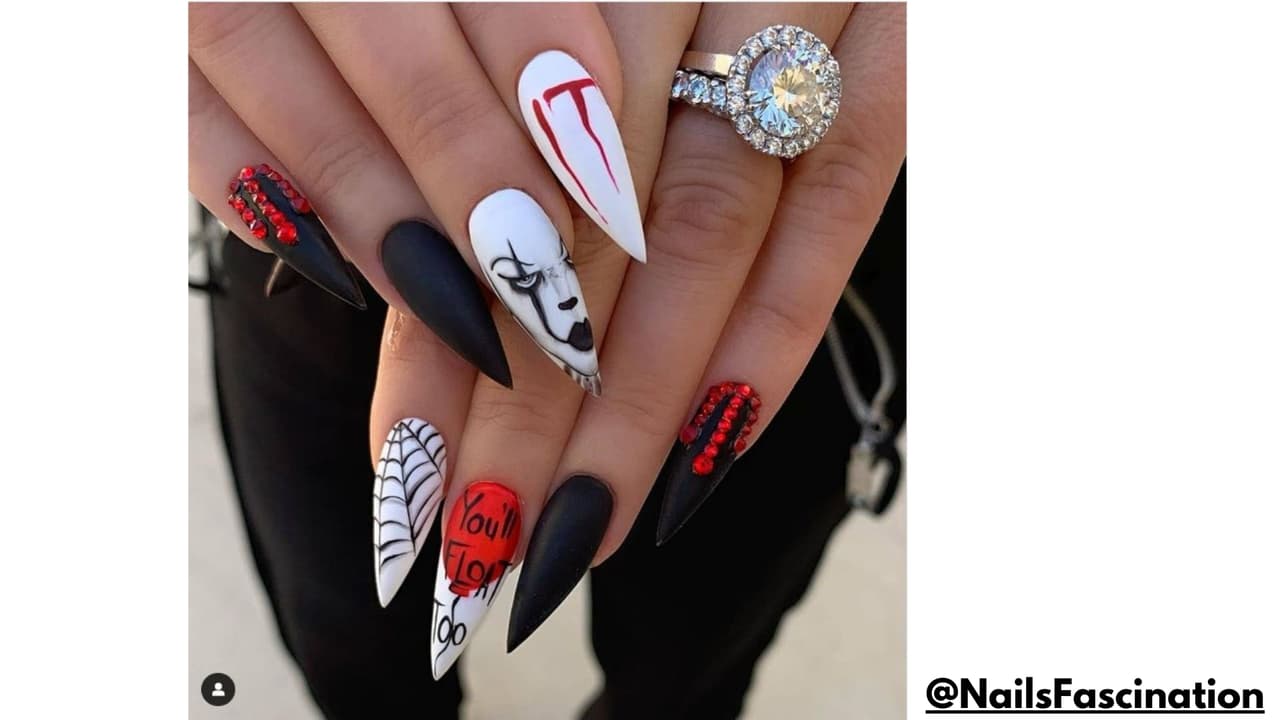 Diseño de uñas inspirado en 'It'