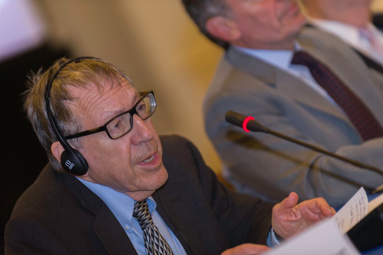 Irwin Cotler, at one of the sessions to analyze if the situation in Venezuela should be referred to the International Criminal Court, October 16, 2017.