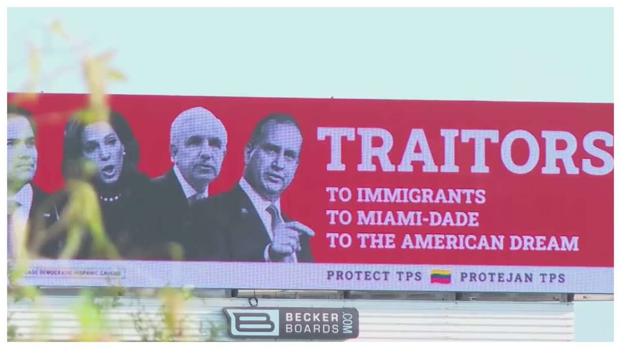 Una valla en Miami ataca al secretario Rubio y a los congresistas hispanos del sur de la Florida
