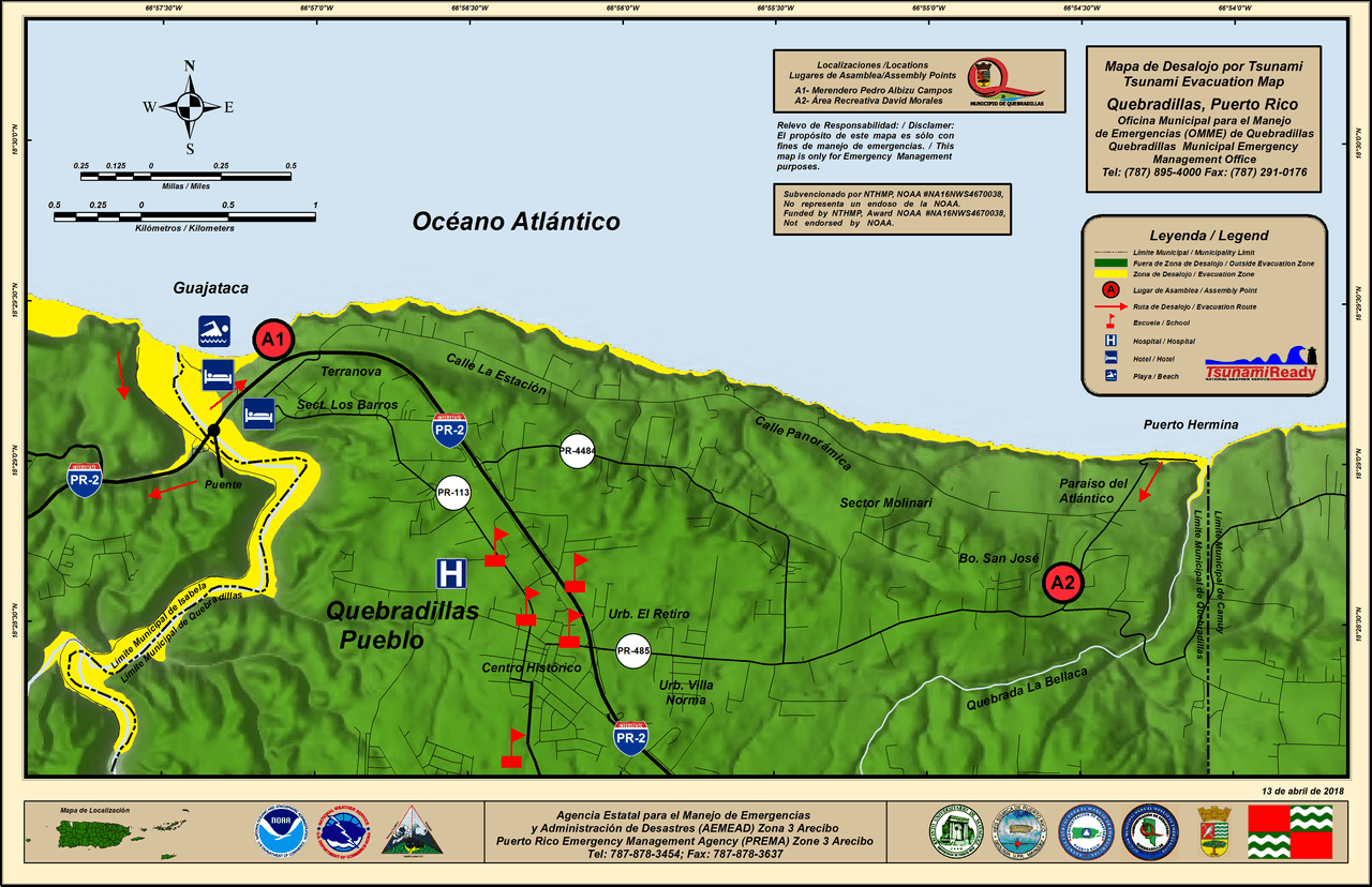 Mapa de desalojo de Quebradillas