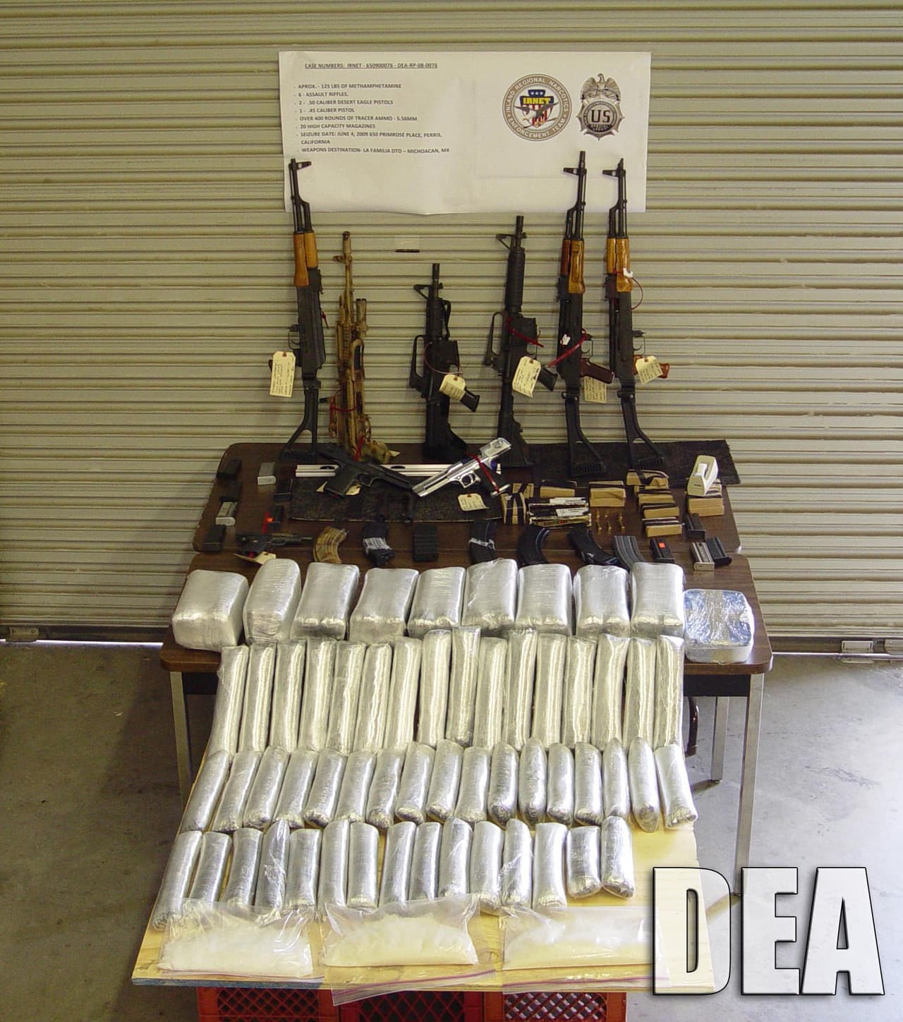 El 14 de enero de este año, agentes de la Patrulla Fronteriza confiscaron más de 100 libras de metanfetamina valoradas en $190,000, en la salida de una autopista en Rainbow, una zona no incorporada del condado de San Diego, California.