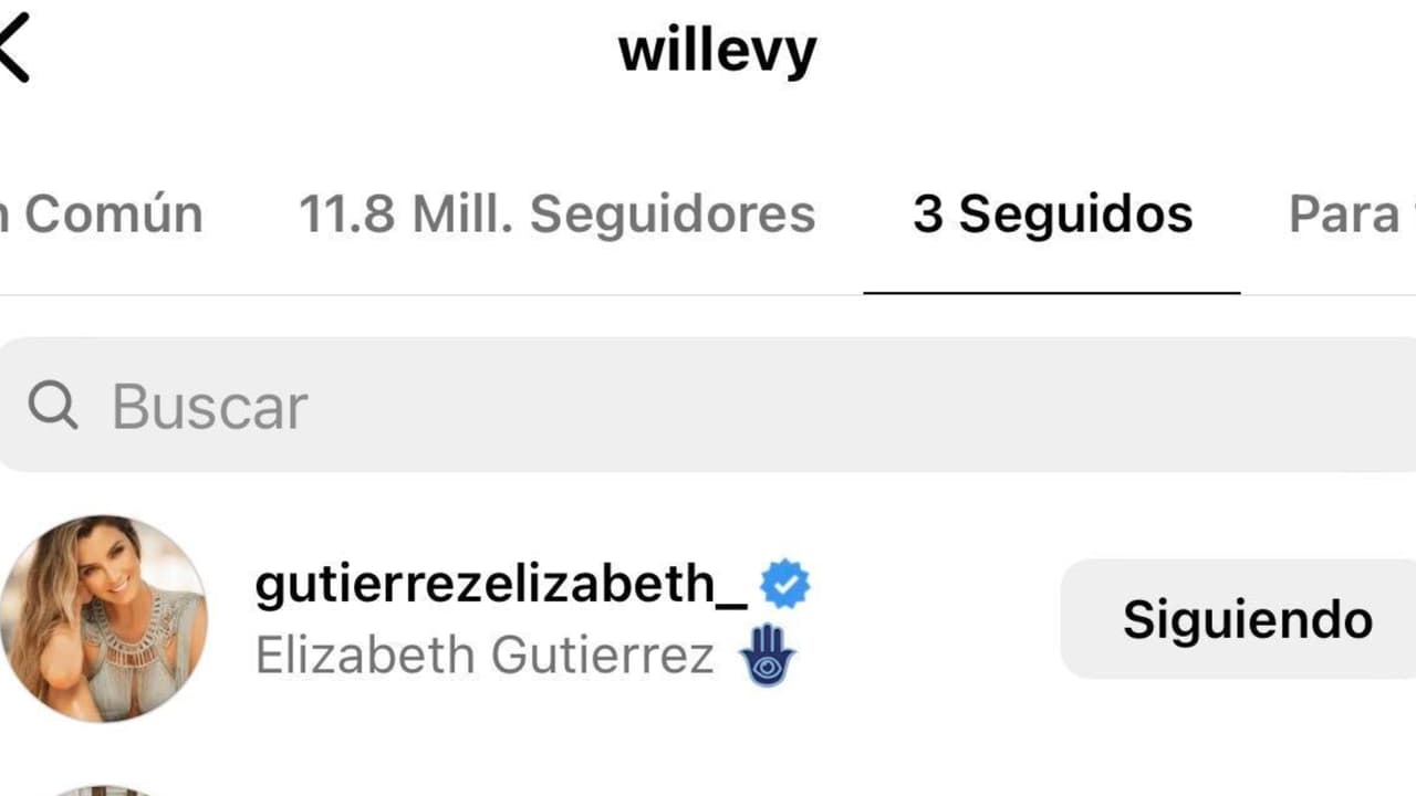 Revisando su perfil oficial en Instagram, se pudo corroborar que William Levy ya sigue a Elizabeth Gutiérrez luego de de varias semanas de no hacerlo.