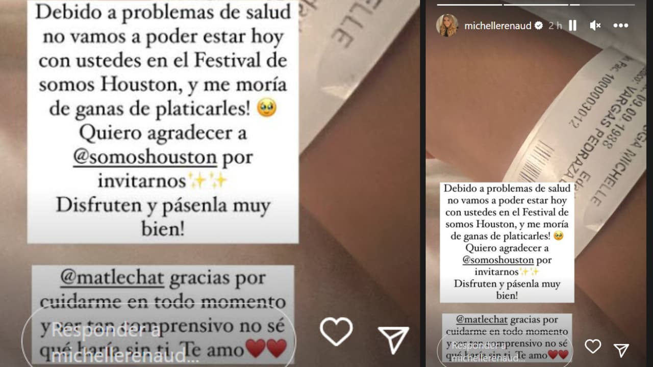 Michelle Renaud publicó este mensaje y foto alertando sobre su estado de salud.