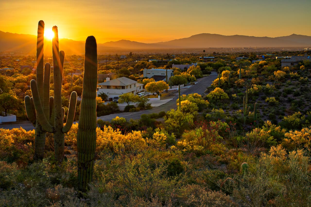 <b>Puesto 8: Tucson, Arizona. 5.71 puntos.</b> Obtuvo el mejor desempeño de esta lista en la categoría ‘contaminación del aire con partículas’ (10 puntos). Su peores puntuaciones las registró en la cantidad de autos eléctricos en el mercado (1.99 puntos) y la limpieza de los restaurantes (4 puntos).
