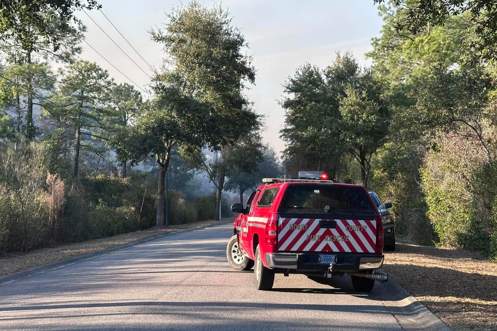 El humo da cuenta del tamaño del incendio contra el cual no descansan las autoridades del condado Horry, en Carolina del Sur. El origen se mantiene bajo investigación.