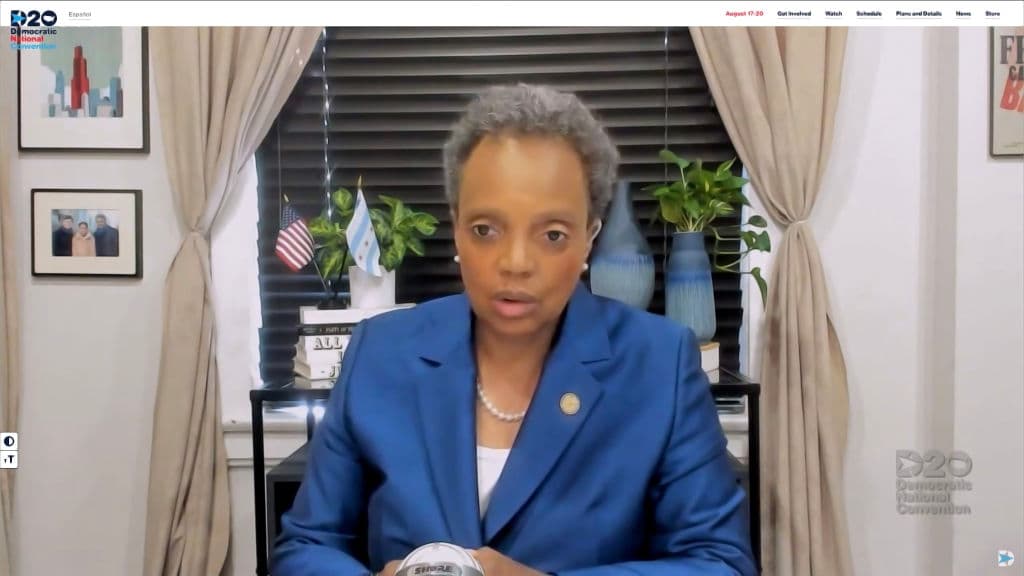 La alcaldesa de Chicago, 
<b><a href="https://www.univision.com/temas/lori-lightfoot">Lori Lightfoot</a></b>, también participó en la Convención enviando su mensaje en apoyo al exvicepresidente demócrata y ahora aspirante presidencial Joe Biden.