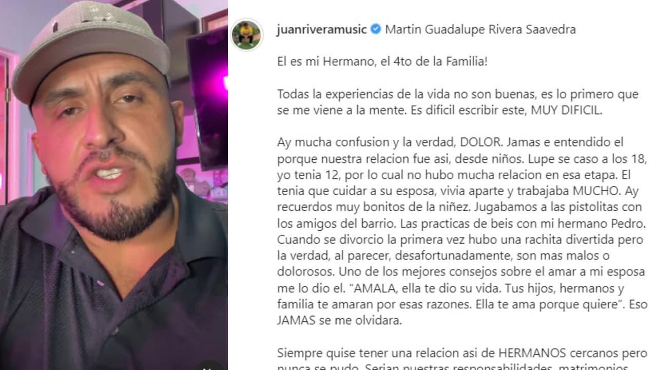 Apenas el pasado sábado 26, Juan Rivera le dedicó una extensa carta a su hermano Lupillo en donde expuso la "verdad de su relación". Ahí, mencionó que siempre quiso llevarse bien con él, "pero no se pudo".