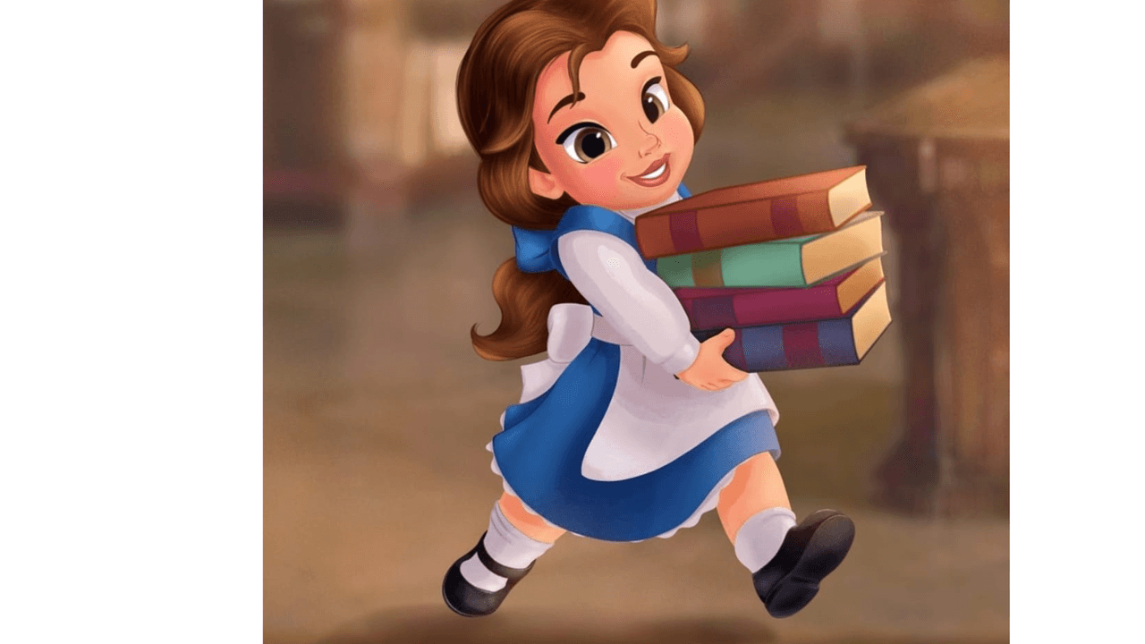 <b>Bella</b> es la protagonista de 'La Bella y la Bestia' y es una chica inteligente a la que le encanta la literatura; es por ello que vemos a la dulce niña cargando diversos libros.
