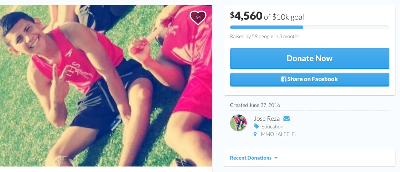 José abrió una página web en 
<a href="https://www.gofundme.com/mvc.php?route=search&term=jose%20reza" target="_blank"><i>gofundme</i></a> que en cuestión de tres meses había recaudado 4,560 dólares.