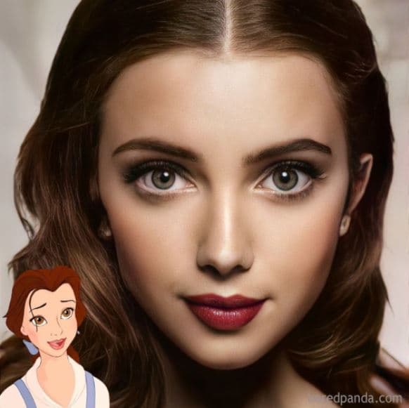 <b>Bella</b>
<br>Esta otra animación Disney tuvo una transformación muy fiel al de la película animada. Como dato, Bella fue la primera princesa en poseer cabello castaño.
