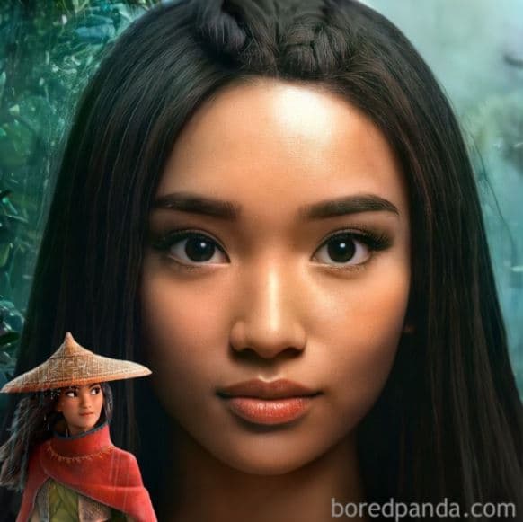 <b>Raya</b>
<br>En este caso muchos señalaron que la protagonista de la reciente producción ‘Raya y el último dragón’ (2021) es muy parecida a Brenda Song, ex actriz de Disney.