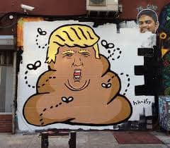 El artista Bansky, famoso por sus inesperadas obras pintadas en apredes de diferentes ciudades, no se quedó sin levantar su voz en medio de la polémica candidatura de Donald Trump.
