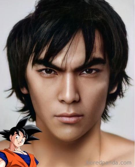 <b>Goku</b>
<br>Así se vería el personaje más famoso de Akira Toriyama si caminara entre los humanos; eso sí, para hacer posible la ilustración utilizó programas como Artbreeder y FaceApp.
