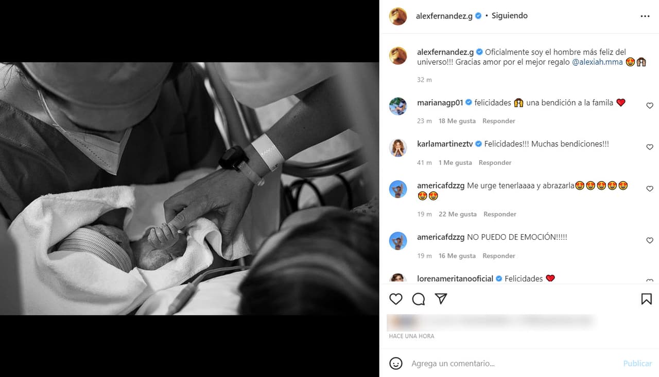 Alex Fernández anuncia que nació su hija Mía.