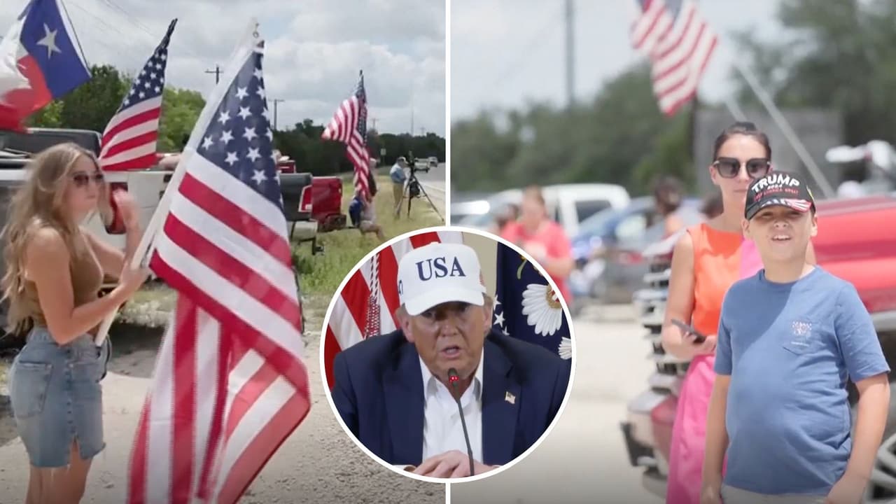 “Esas cosas pasan”: dicen seguidores de Trump mientras lo reciben en la zona devastada en Texas