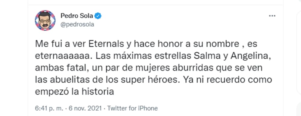 Pedro Sola criticó a Salma Hayek y Angelina Jolie por 'Eternals': así las defendieron